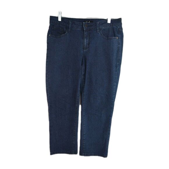 Earl Jean Capri Jeans Women's Size 10 Dark Blue w/ White Dots Straight Leg - Picture 1 of 9
